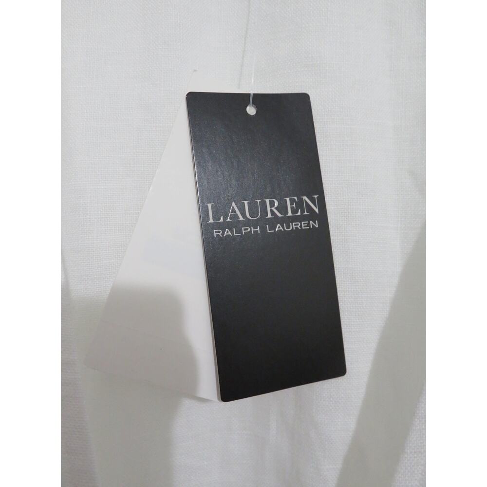 Lauren Ralph Lauren Womens Sz 8 White Belted Linen Wrap Style Dress Midi Summer - Picture 6 of 7